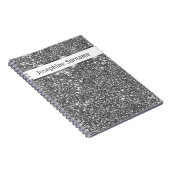 Carnet Texture de paillettes argentées fausses et texte p (Côté Droit)
