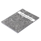 Carnet Texture de paillettes argentées fausses et texte p (Côté gauche)