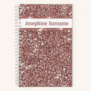 Carnet Texture de paillettes de faux or rose et texte per