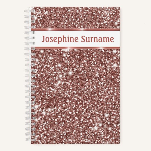 Carnet Texture de paillettes de faux or rose et texte per (Recto)