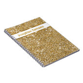Carnet Texture de paillettes jaune doré faux & Texte pers (Côté Droit)