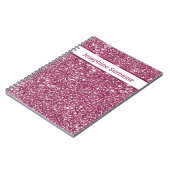 Carnet Texture de paillettes roses fausses avec nom perso (Côté gauche)