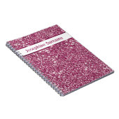 Carnet Texture de scintillement rose faux avec nom person (Côté Droit)
