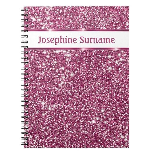 Carnet Texture de scintillement rose faux avec nom person (Devant)