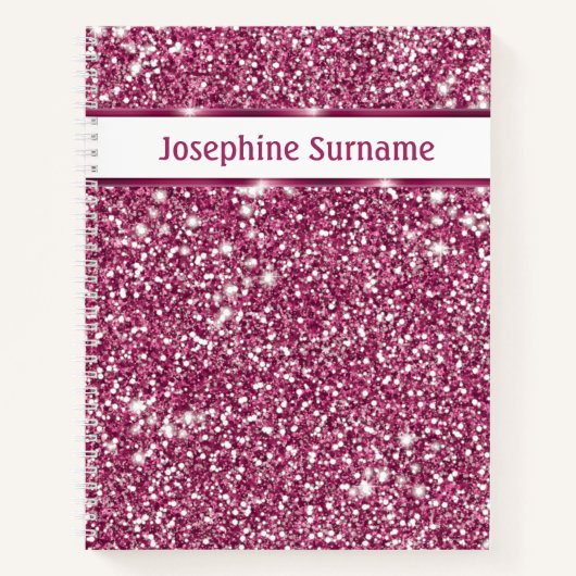 Carnet Texture de scintillement rose faux avec texte pers (Devant)