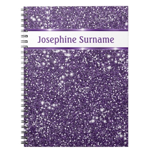 Carnet Texture de scintillement violet faux avec texte pe (Devant)
