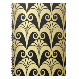 Carnet Texture dorée et brillante. Géomet d'art déco vint