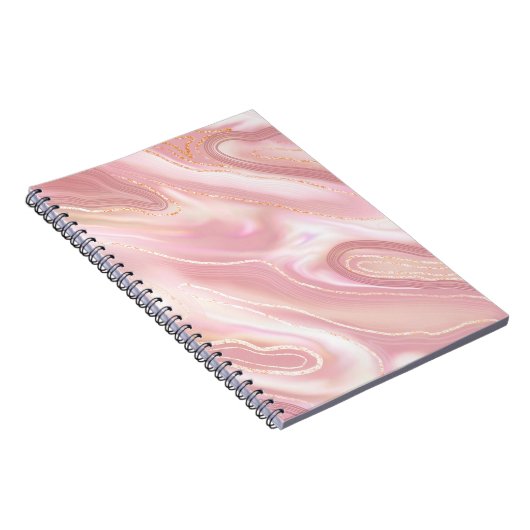 Carnet Texture élégante en marbre. Rose or liquide brilla (Côté Droit)