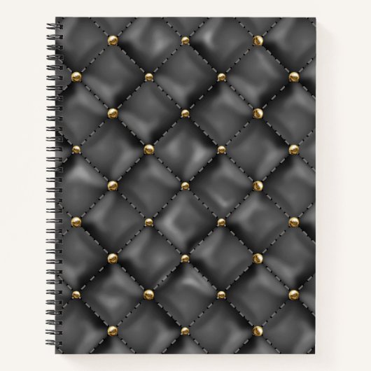 Carnet Texture en cuir brillant avec perles d'or (Devant)