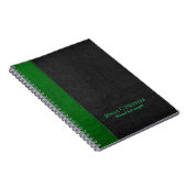 Carnet Texture En Cuir Faux Noir Et Vert (Côté Droit)