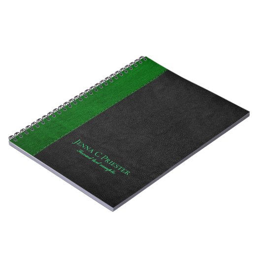 Carnet Texture En Cuir Faux Noir Et Vert (Côté gauche)