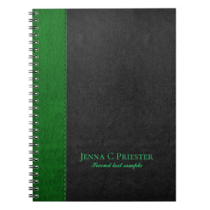 Carnet Texture En Cuir Faux Noir Et Vert
