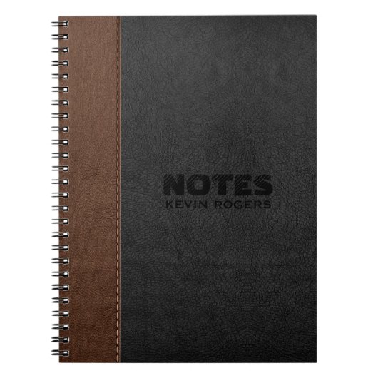 Carnet Texture en cuir noir et Brown (Devant)