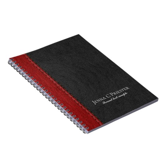 Carnet Texture En Cuir Noir Et Rouge Faux (Côté Droit)