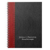 Carnet Texture En Cuir Noir Et Rouge Faux (Devant)