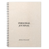 Carnet Texture en lin beige simple typographie noire (Devant)