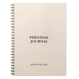 Carnet Texture en lin beige simple typographie noire