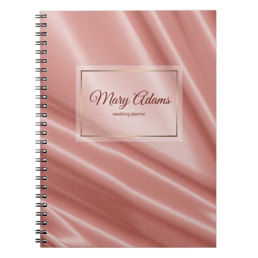 Carnet Texture en soie de corail. Cadre d'or (Devant)