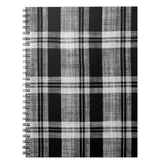 Carnet Texture en tissu blanc et noir à damiers plaid pou (Devant)