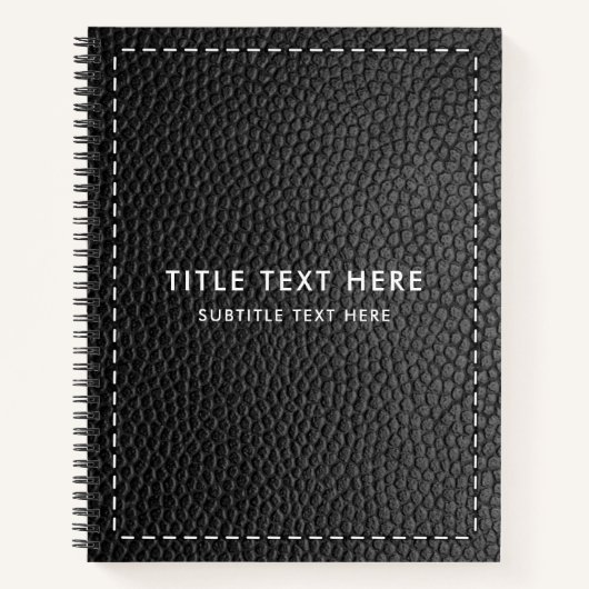 Carnet Texture et pointillage en cuir noir (Devant)