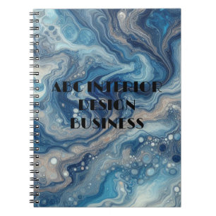Carnet Texture et typographie en marbre argenté bleu mode