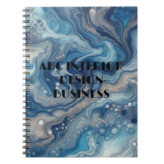 Carnet Texture et typographie en marbre argenté bleu mode (Devant)