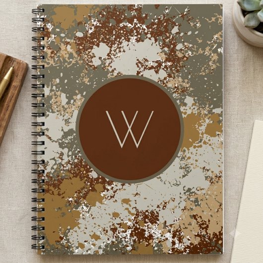 Carnet Texture Grunge Tons Terre avec Monogramme Moderne