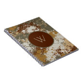 Carnet Texture Grunge Tons Terre avec Monogramme Moderne (Côté Droit)
