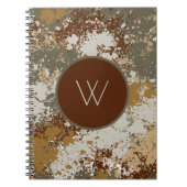 Carnet Texture Grunge Tons Terre avec Monogramme Moderne (Devant)