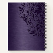 Carnet Texture Métallique Violet Avec Dentelle Florale Vi (Dos)