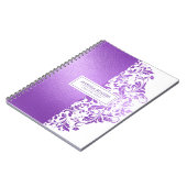 Carnet Texture moderne violet et tourbillons sur fond bla (Côté gauche)