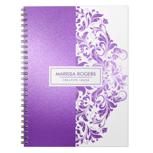 Carnet Texture moderne violet et tourbillons sur fond bla