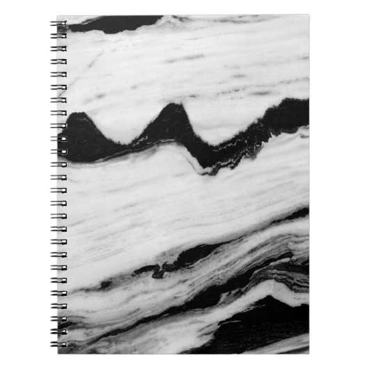 Carnet texture naturelle en marbre noir et blanc, luxueux (Devant)
