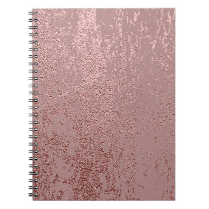 Carnet Texture or métallique, quartz rose.