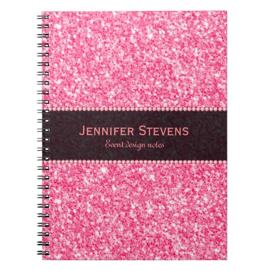 Carnet Texture Parties scintillant rose Accent noir (Devant)