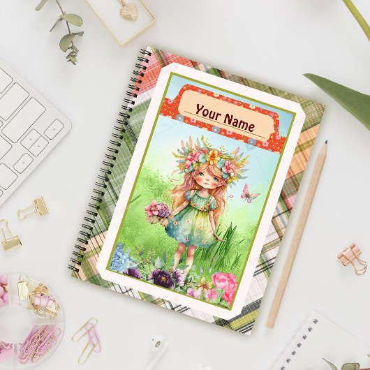 Carnet Texture plaquée, Flowery Girl et Papillon