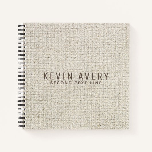 Carnet Texture professionnelle personnalisée en lin beige (Devant)
