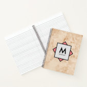 Carnet Texture rocheuse en marbre rose avec nom et monogr (Intérieur)