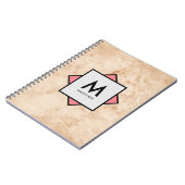Carnet Texture rocheuse en marbre rose avec nom et monogr (Côté gauche)