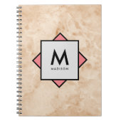 Carnet Texture rocheuse en marbre rose avec nom et monogr (Devant)