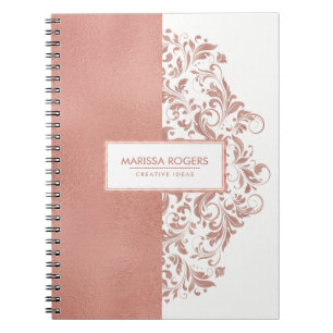 Carnet Texture Rose-Or moderne & Frottes Sur Blanc