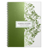 Carnet Texture Verte Moderne & Frottes Sur Blanc (Devant)