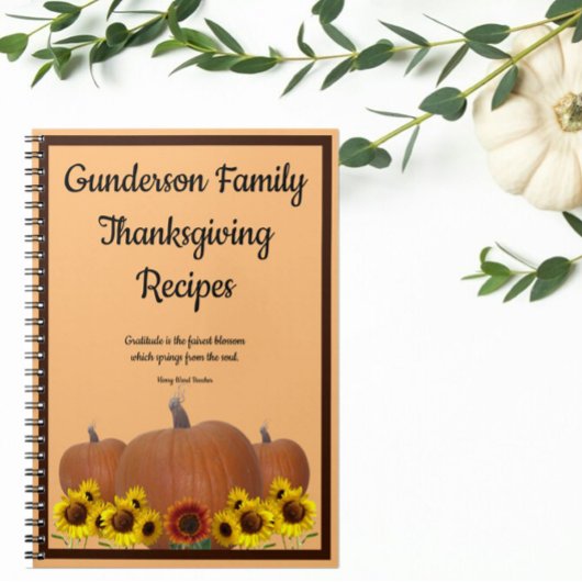 Carnet Thanksgiving Recipes Pumpkin Sunflowers Gratitude 