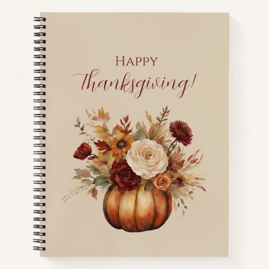 Carnet Thanksgiving-Watercolor Citrouille et fleurs- (Devant)