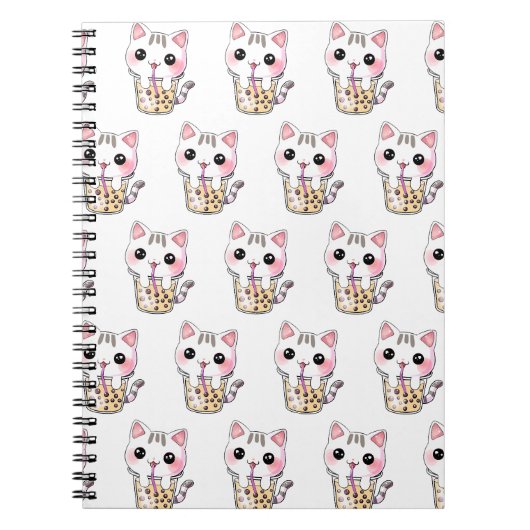 Carnet Thé à bulles chat kawaii (Devant)