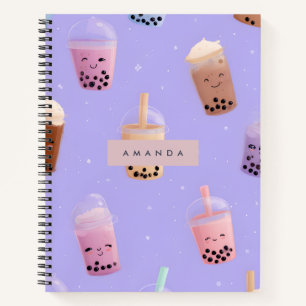 Carnet Thé Bubble Cute Purple Pastel Personnalisé