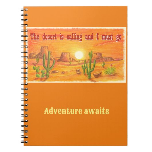 Carnet The desert is calling sunset landscape customised (Devant)