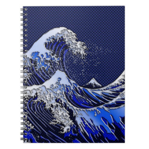 Carnet The Great Hokusai Wave Carbon Fiber