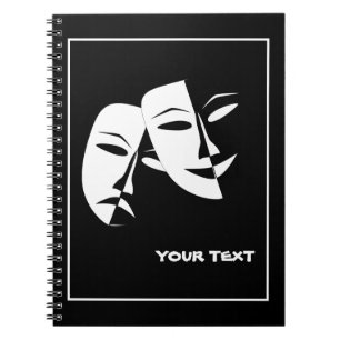 Carnet Théâtre Masque Comédie Tragédie Black Blanc Pe