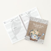 Carnet Théière rustique vintage dentelle toile de jute Fl (Intérieur)